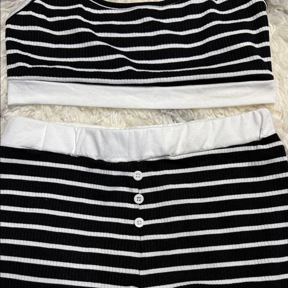SHEIN Black and White Striped Pajama Set - Picture 2 of 3